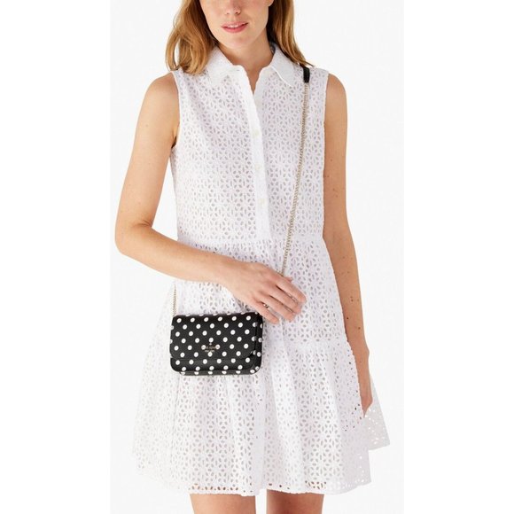 New Kate Spade Cheers Charming Dot Printed Boxed Crossbody Black Multi - Picture 4 of 6